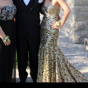 GOLD Rhinestone Prom Dress